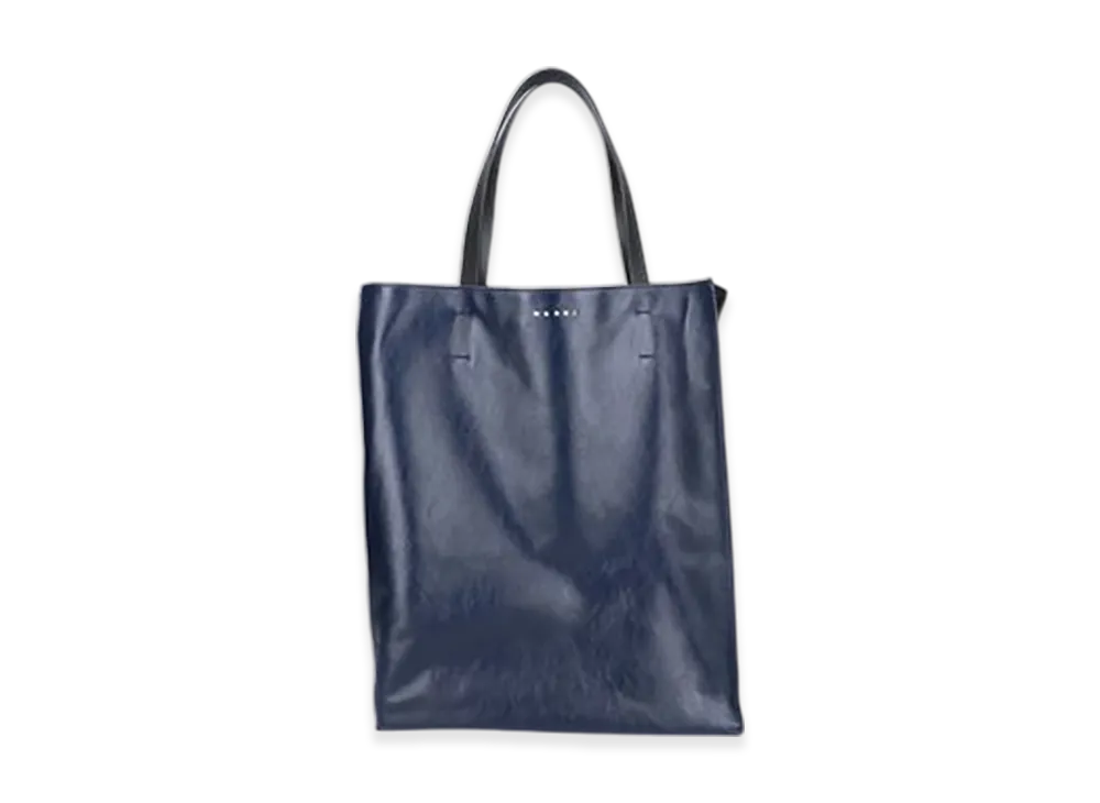 MARNI Large Museo Soft Bag in Leather "Navy/Black"