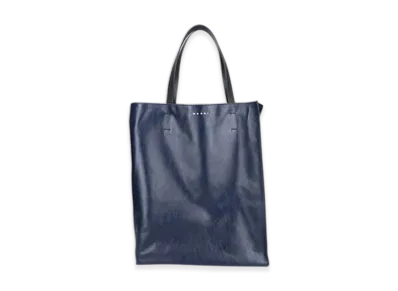 MARNI Large Museo Soft Bag in Leather "Navy/Black"