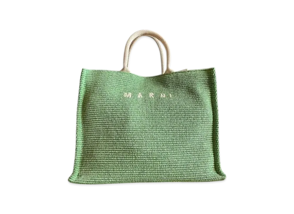 MARNI East-West Cotton-Nylon Shopping Bag "Light Green"