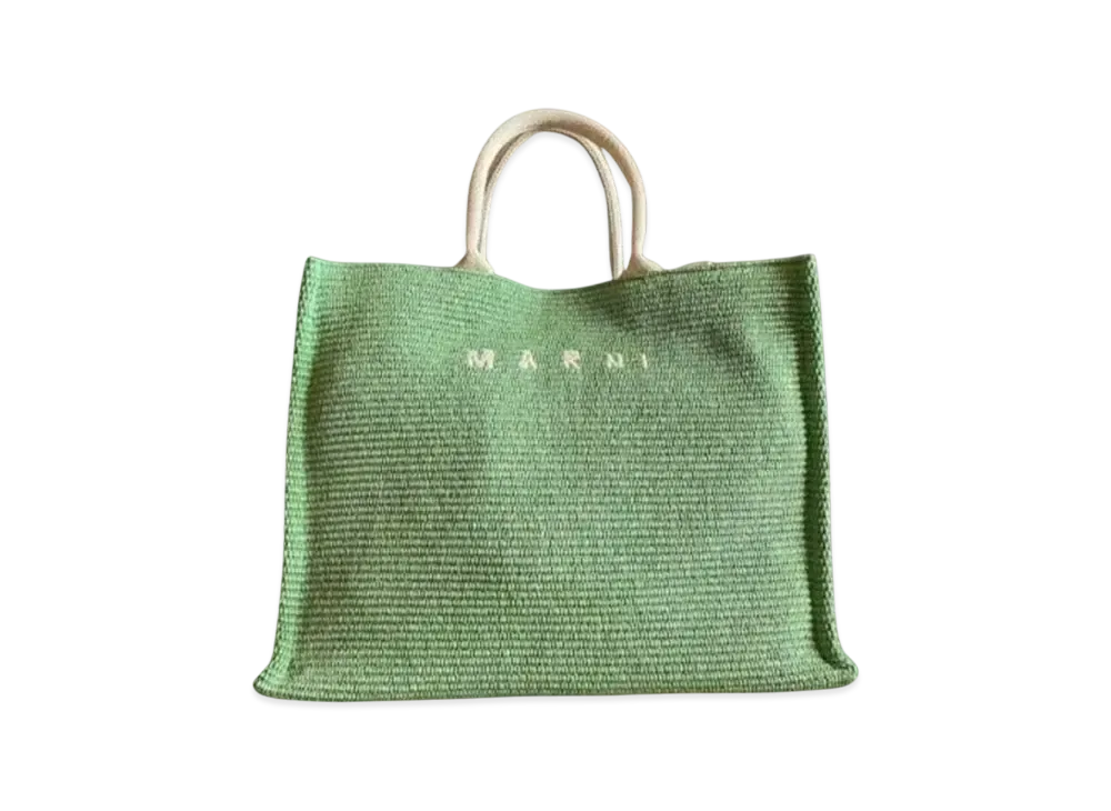 Marni East-West Cotton Nylon Shopping Bag "Light Green"