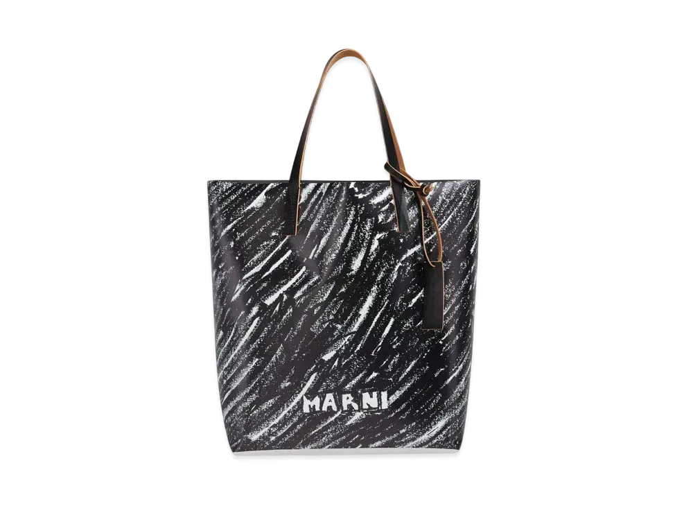 Marni Tribeca Tote Bag with Crayon Print "Black"