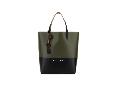 MARNI Two-Tone Canvas Shopping Bag "Green/Black"