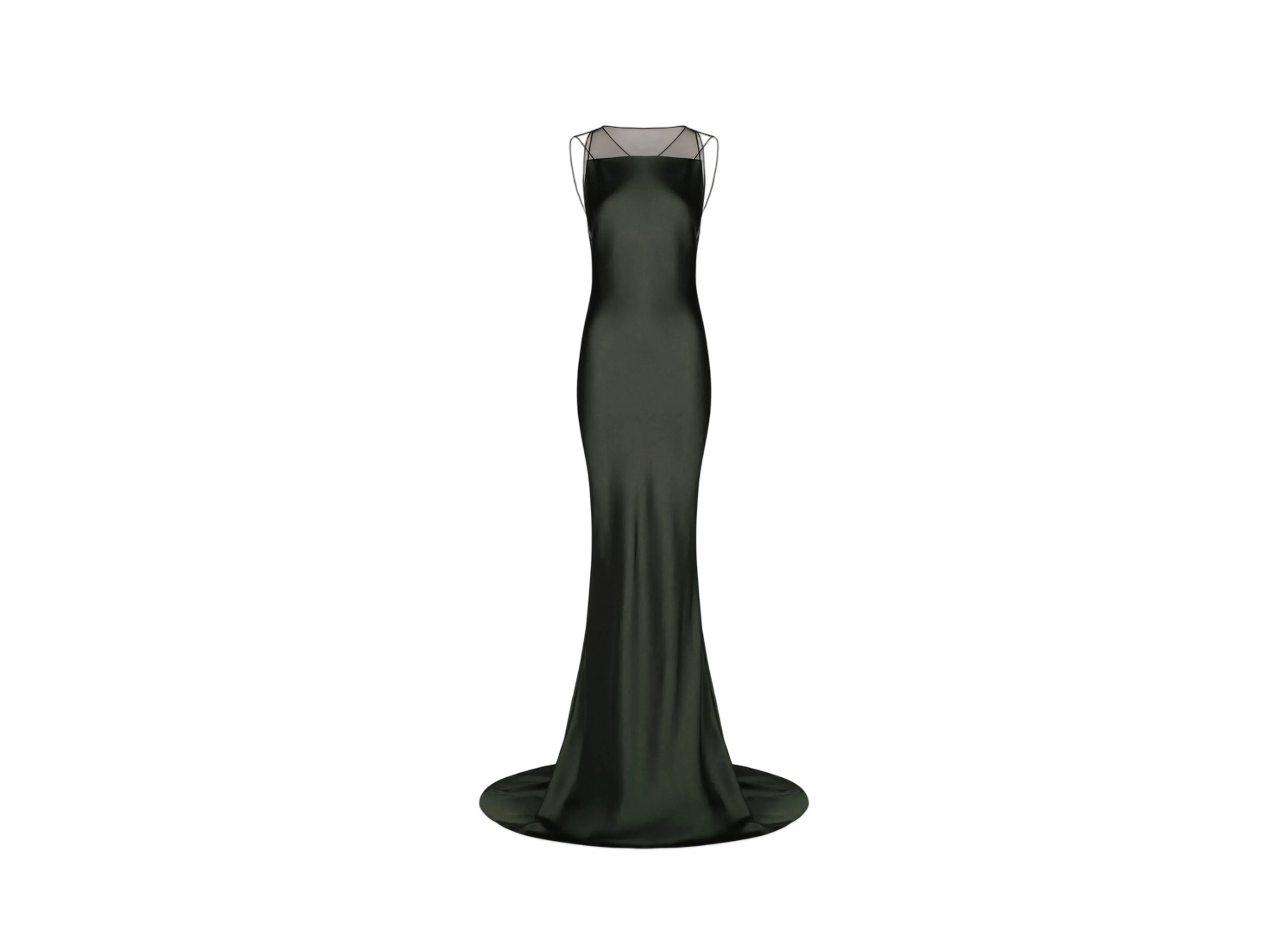 Maison Margiela Women's Hammered Satin Evening Long Dress "Green"