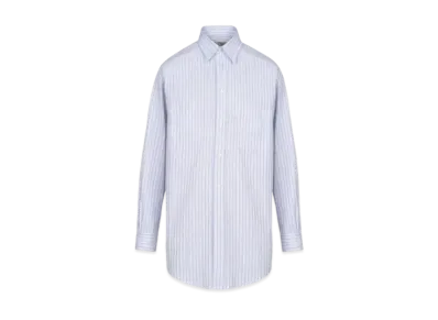 Maison Margiela Women's Pinstripe Poplin Shirt "White/Blue"