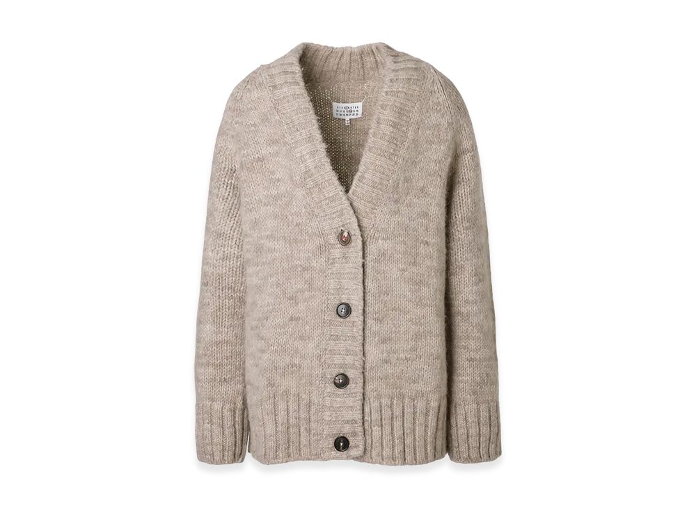 Maison Margiela V-Neck Botanical Dye Cardigan "Light Brown"