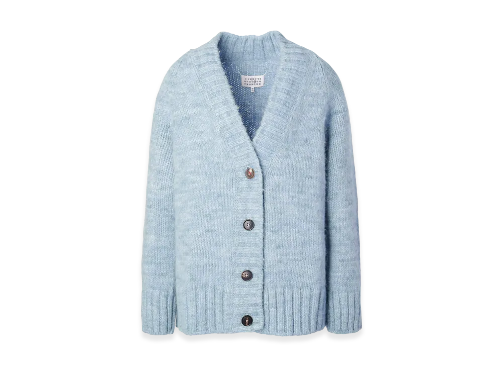 Maison Margiela V-Neck Botanical Dye Cardigan "Pale Blue"