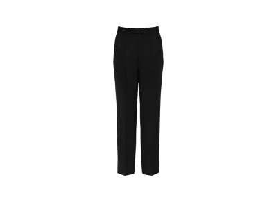 Maison Margiela Women's Herringbone Wool Pleated Trousers "Black"