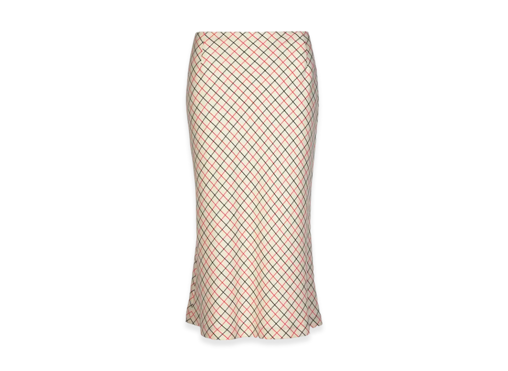 Maison Margiela Women's Wool Silk A-Line Checked Skirt "Ecru"