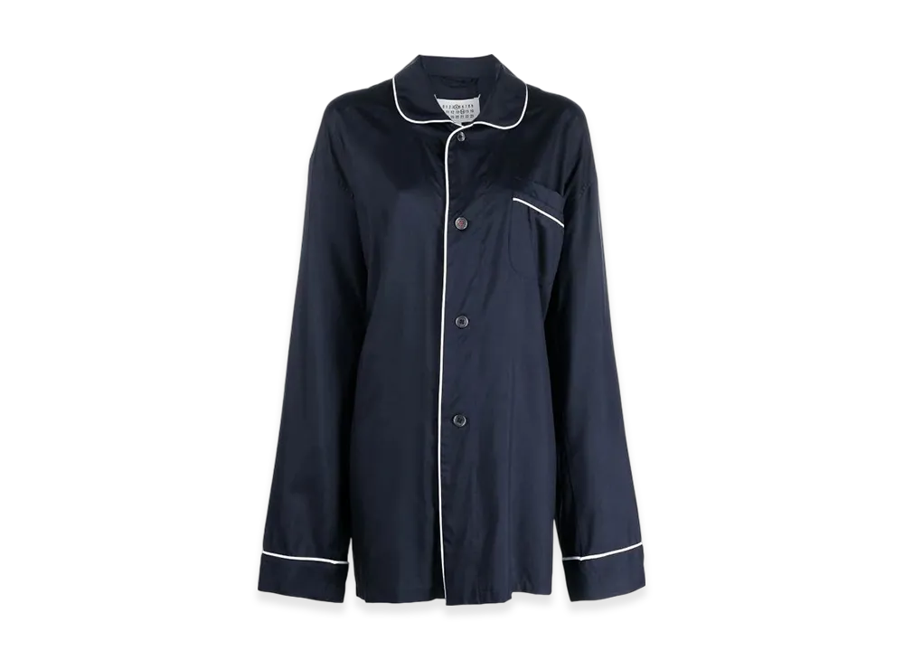 Maison Margiela Men's Silk Poplin Shirt "Navy"