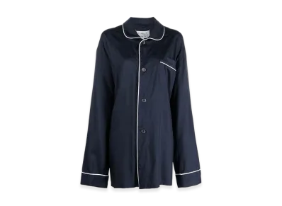Maison Margiela Men's Silk Poplin Shirt "Navy"