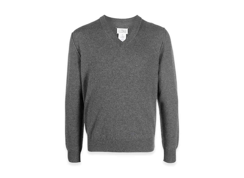 Maison Margiela V-Neck Stitches Cashmere Sweater "Grey"