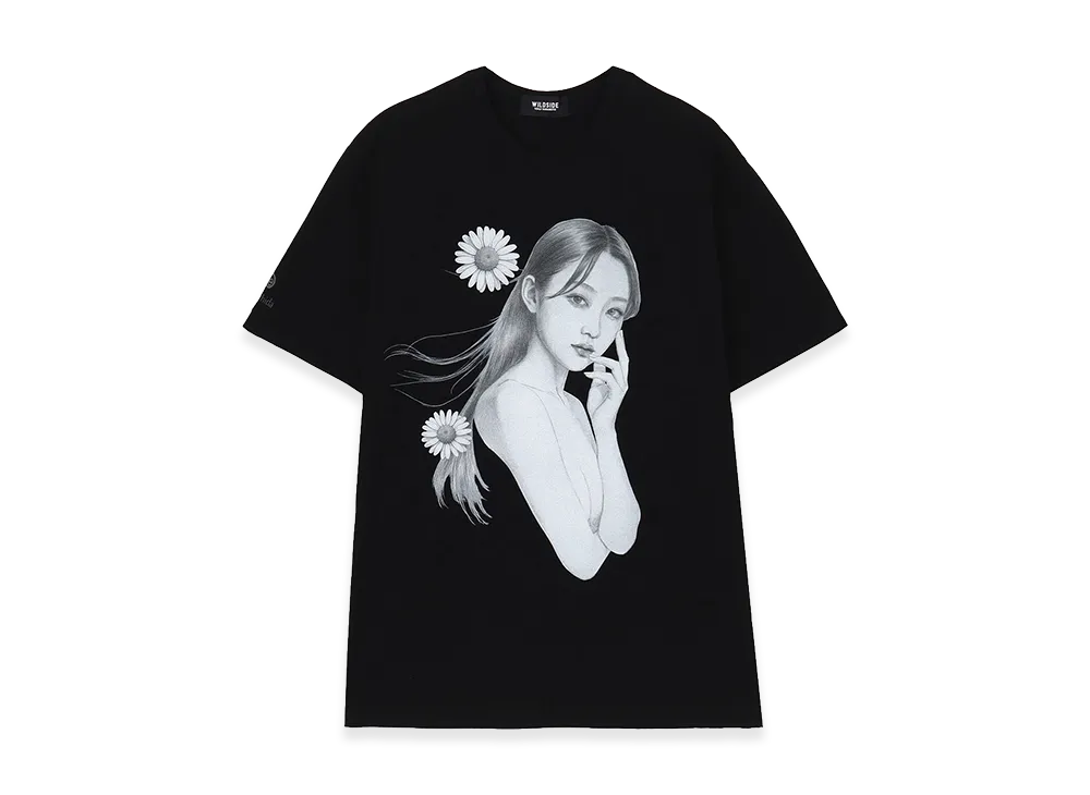 WILDSIDE YOHJI YAMAMOTO x Suzume Uchida Uchida T-shirt (Spring Breeze) "Black"