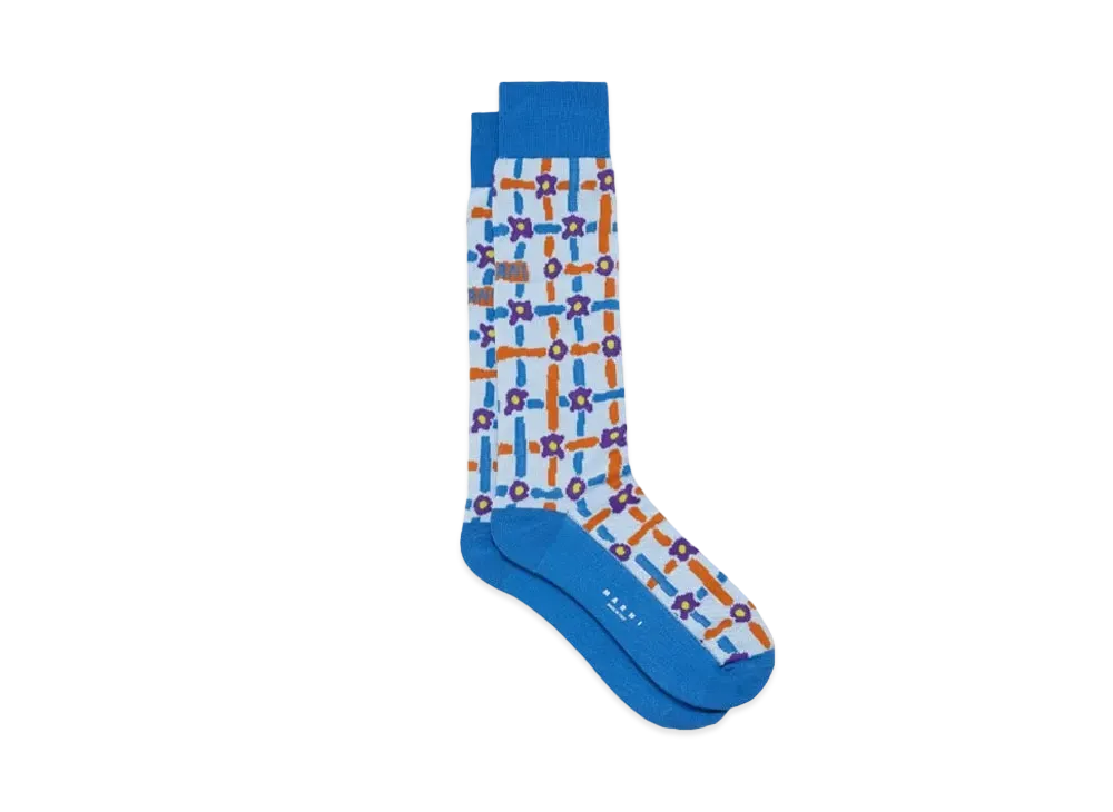 Marni Cotton Socks with Saraband Pattern "Illusionblue"