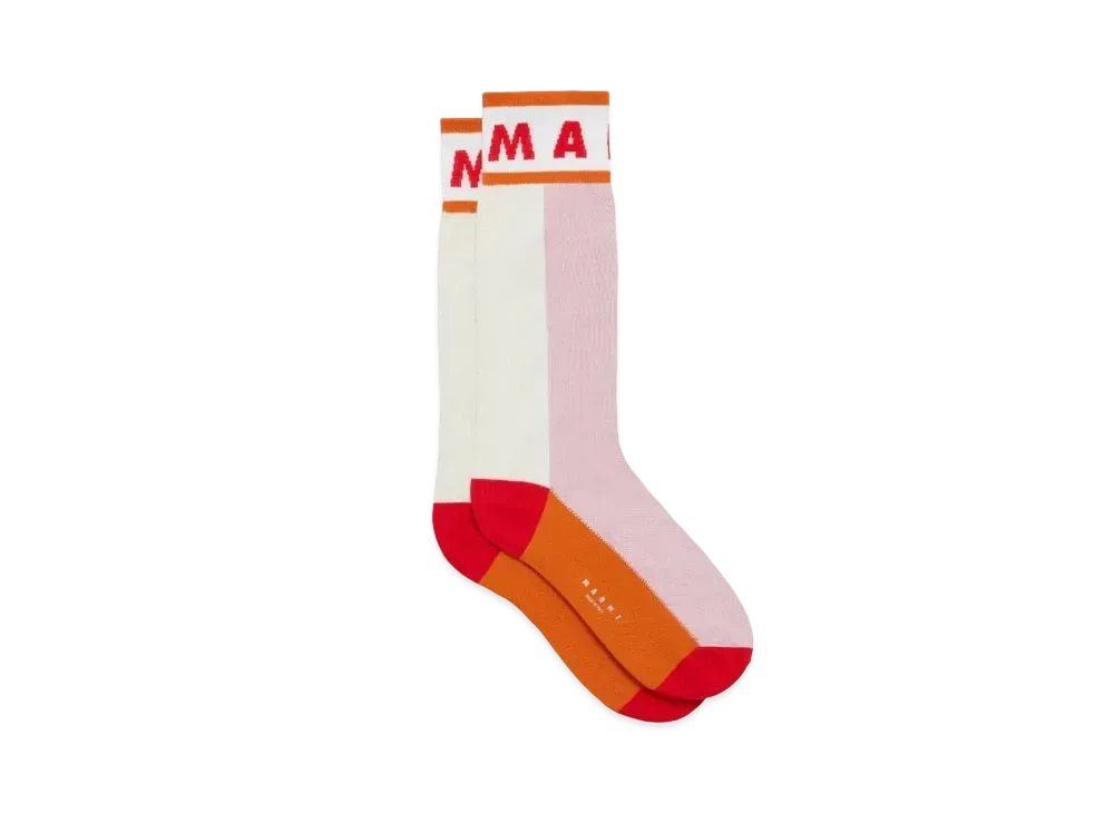 Marni Colour-Block Cotton Socks "Dahlia/Purple"