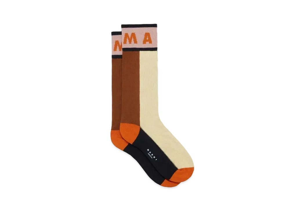Marni Colour-Block Cotton Socks "Dustapricot"