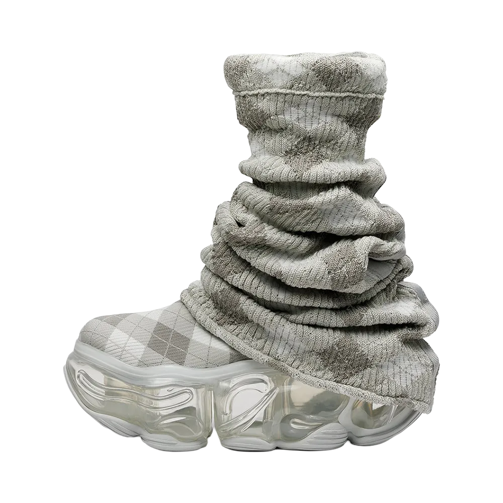 grounds Women's SKYSCRAPER LOOSE SOCKS KNIT "Gray Mix Argyle/Clear"