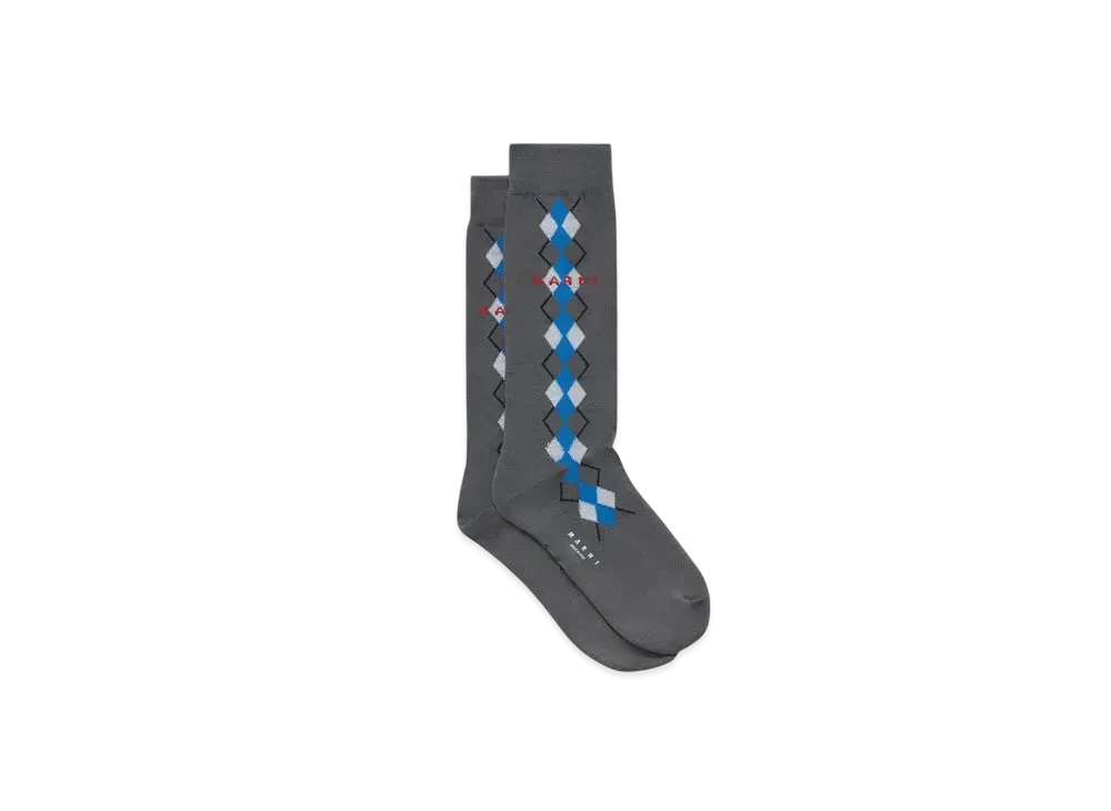 Marni Men's Socks with Argyle Detail "Neutral Gray"