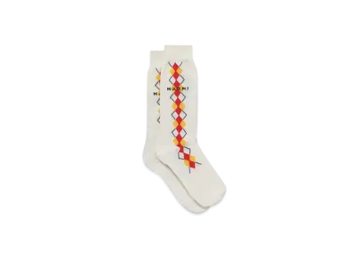 Marni Men's Socks with Argyle Detail "Ivory"