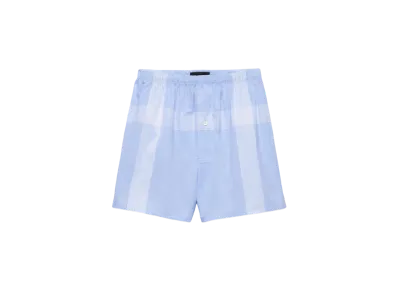 PRADA Men's Cotton Boxer Shorts "Sky Blue/White"