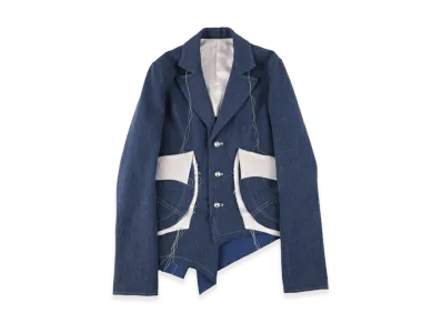 sulvam Wool-Denim Long Sleeve Jacket "Blue"