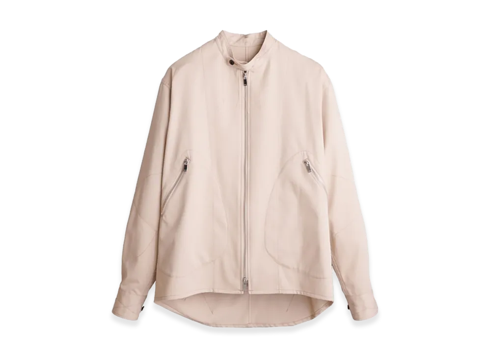 sulvam Contrast Stitch Zip-Up Jacket "Beige"