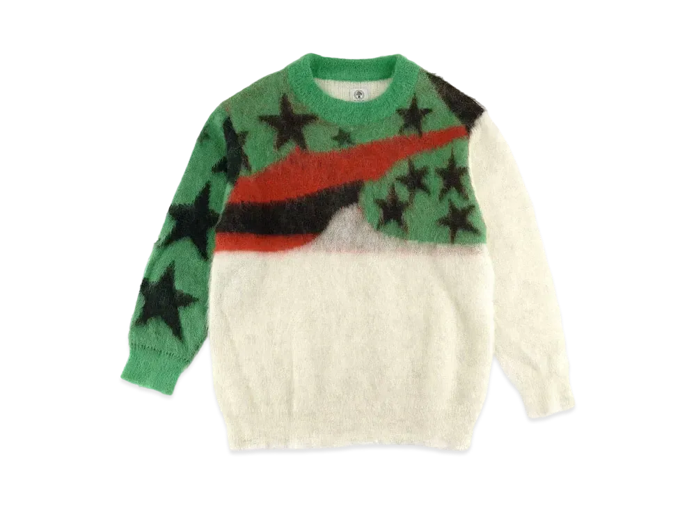 SAINT Mxxxxxx STT MOHAIR KNIT SWTER "White Green"