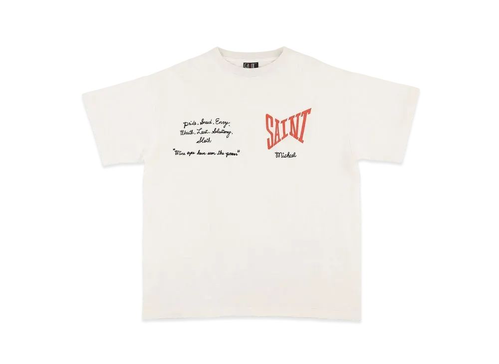 セントマイケル セイント ロゴ メッセージ Tシャツ "ホワイト"