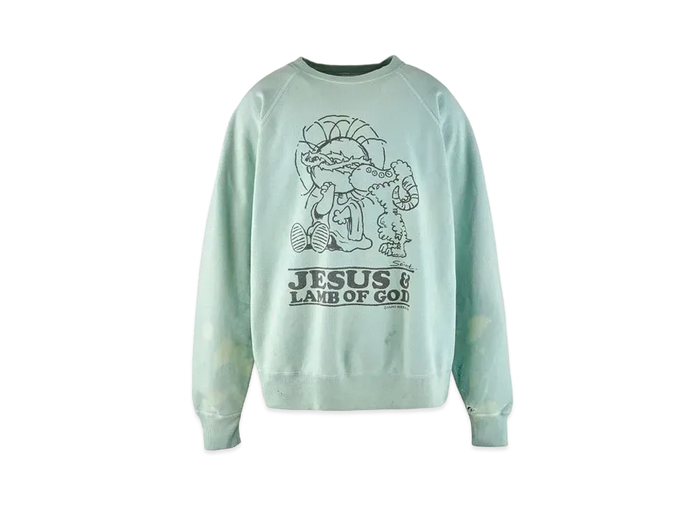 セントマイケル 23AW CRW N スウェット ジーザス "ブルー"