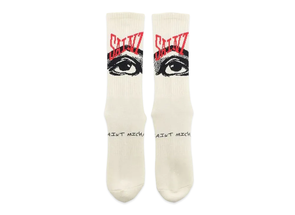 SAINT Mxxxxxx 23AW Eyes Socks "Ecru"