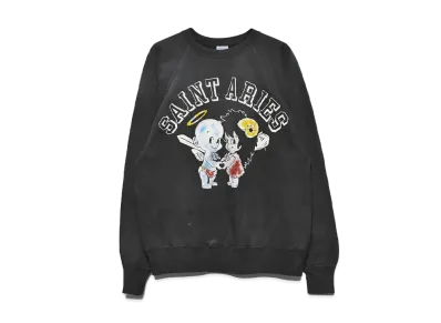 SAINT Mxxxxxx x Aries 23Aw Crew Neck Sweat "Black"