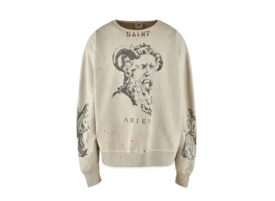 SAINT Mxxxxxx x Aries 23Aw Crew Neck Sweat_Mr Aries "Gray"