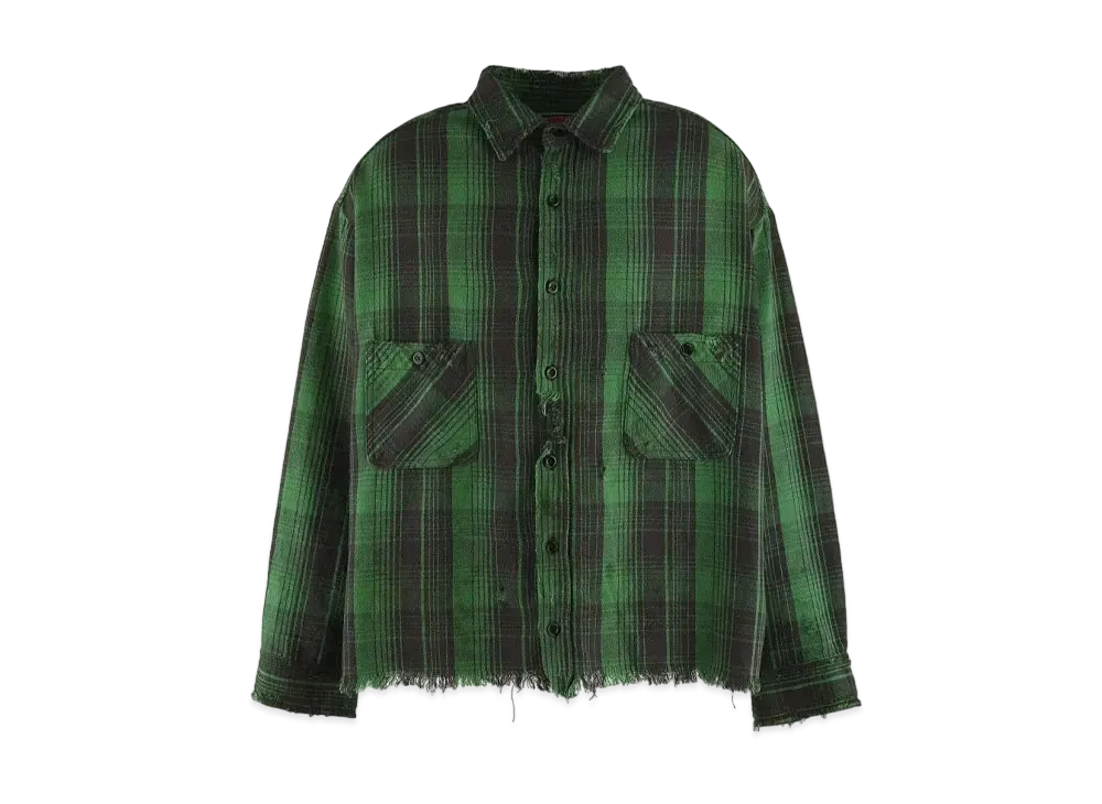 セントマイケル 24SS フランネル チェックシャツ "グリーン/ブラック"