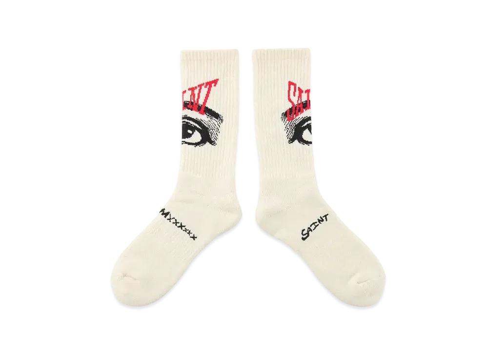 SAINT Mxxxxxx Socks_Eye "Ecru" (24FW) SM-YS1-0000-102