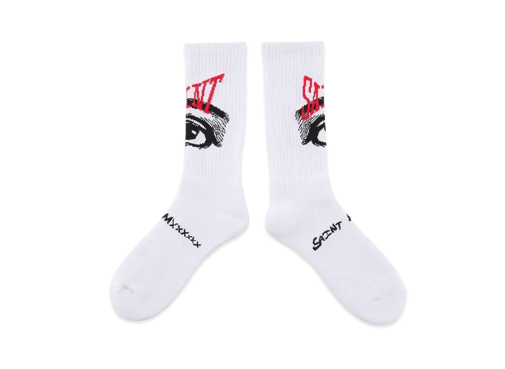 SAINT Mxxxxxx Socks_Eye "White" (24FW) SM-YS1-0000-100