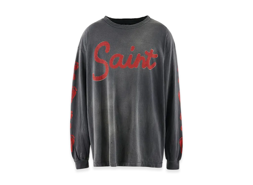 Saint Mxxxxxx LS Tee Foot Print "Black"