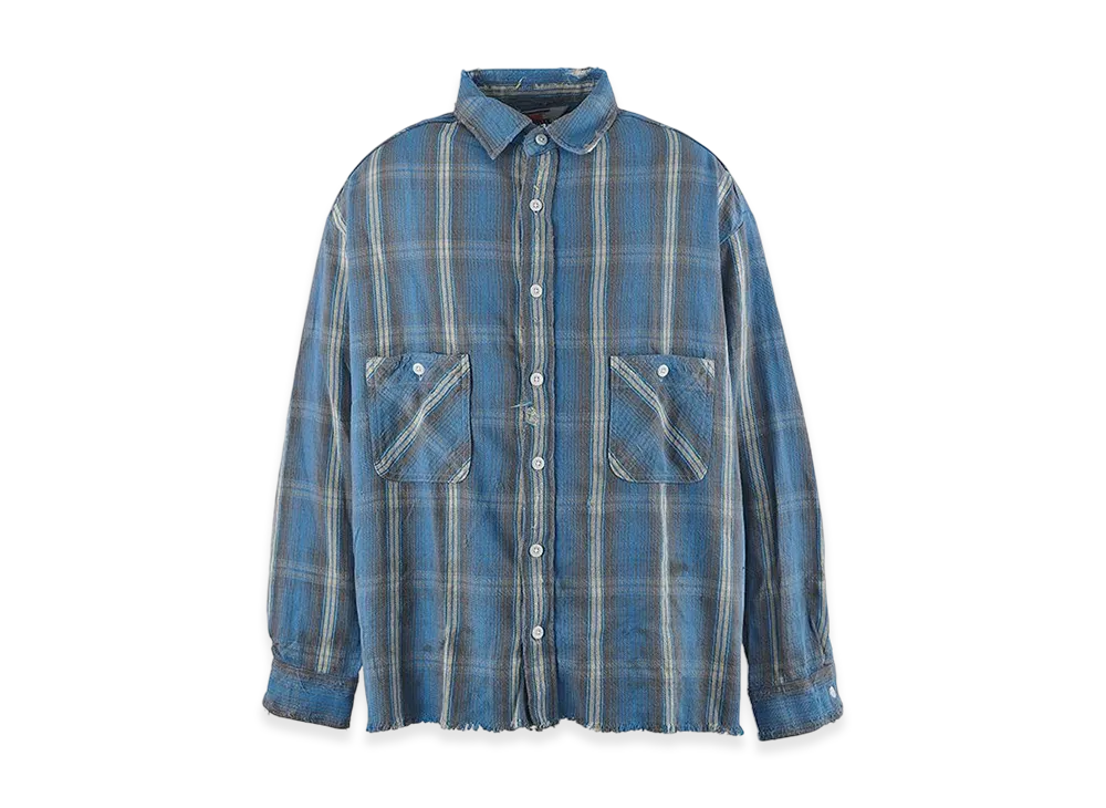 Saint Mxxxxxx Flannel Shirt Check "Blue/Yellow"