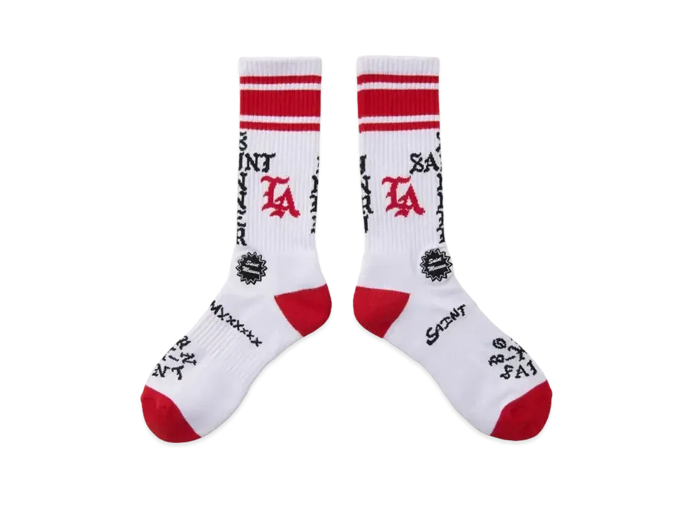 SAINT Mxxxxxx x Born x Raised BR_Socks / ST Sinner "White/Red"
