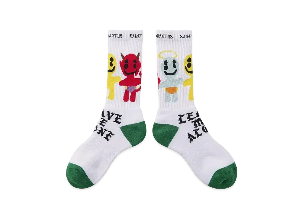 Saint Mxxxxxx x Cactus Plant Flea Market Leave Me Alone Socks "White"