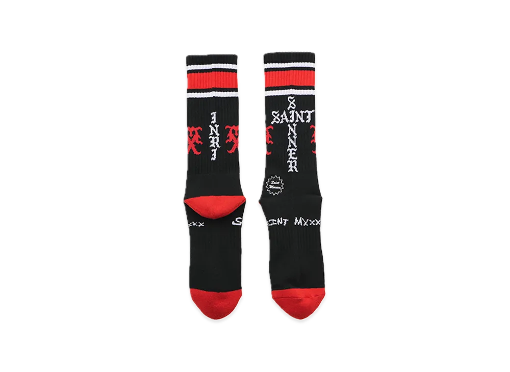 SAINT Mxxxxxx Socks Sinner "Black/Red"