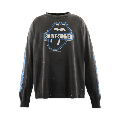 SAINT Mxxxxxx x The Rolling Stones TRS LS T-Shirt Fire "Black"