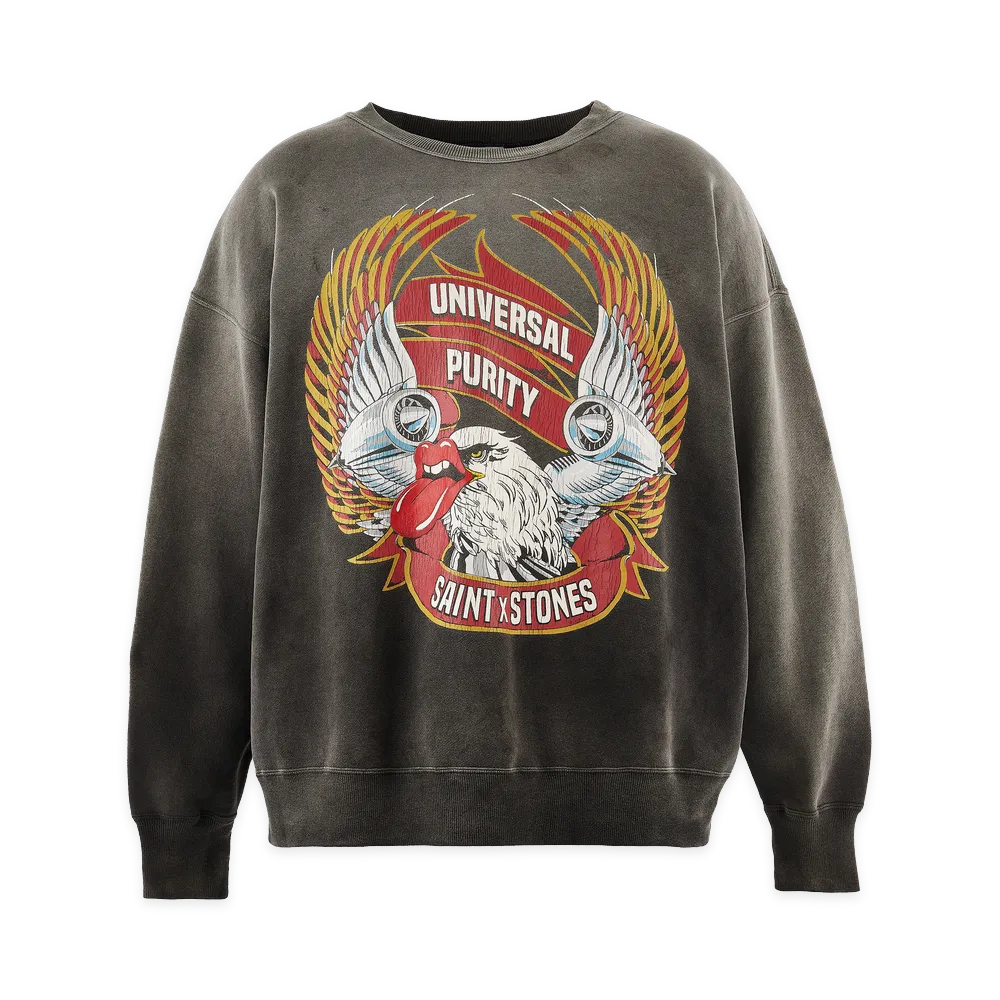 SAINT Mxxxxxx x The Rolling Stones TRS Crew Neck Sweat Lips&Tongue "Black"
