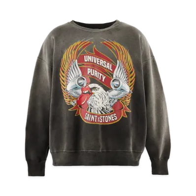 SAINT Mxxxxxx x The Rolling Stones TRS Crew Neck Sweat Lips&Tongue "Black"