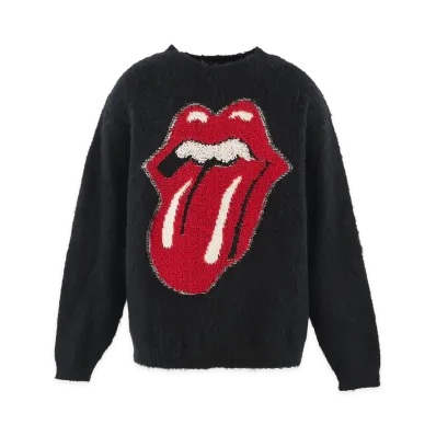 SAINT Mxxxxxx x The Rolling Stones TRS Crew Neck Knit Lips&Tongue "Black"