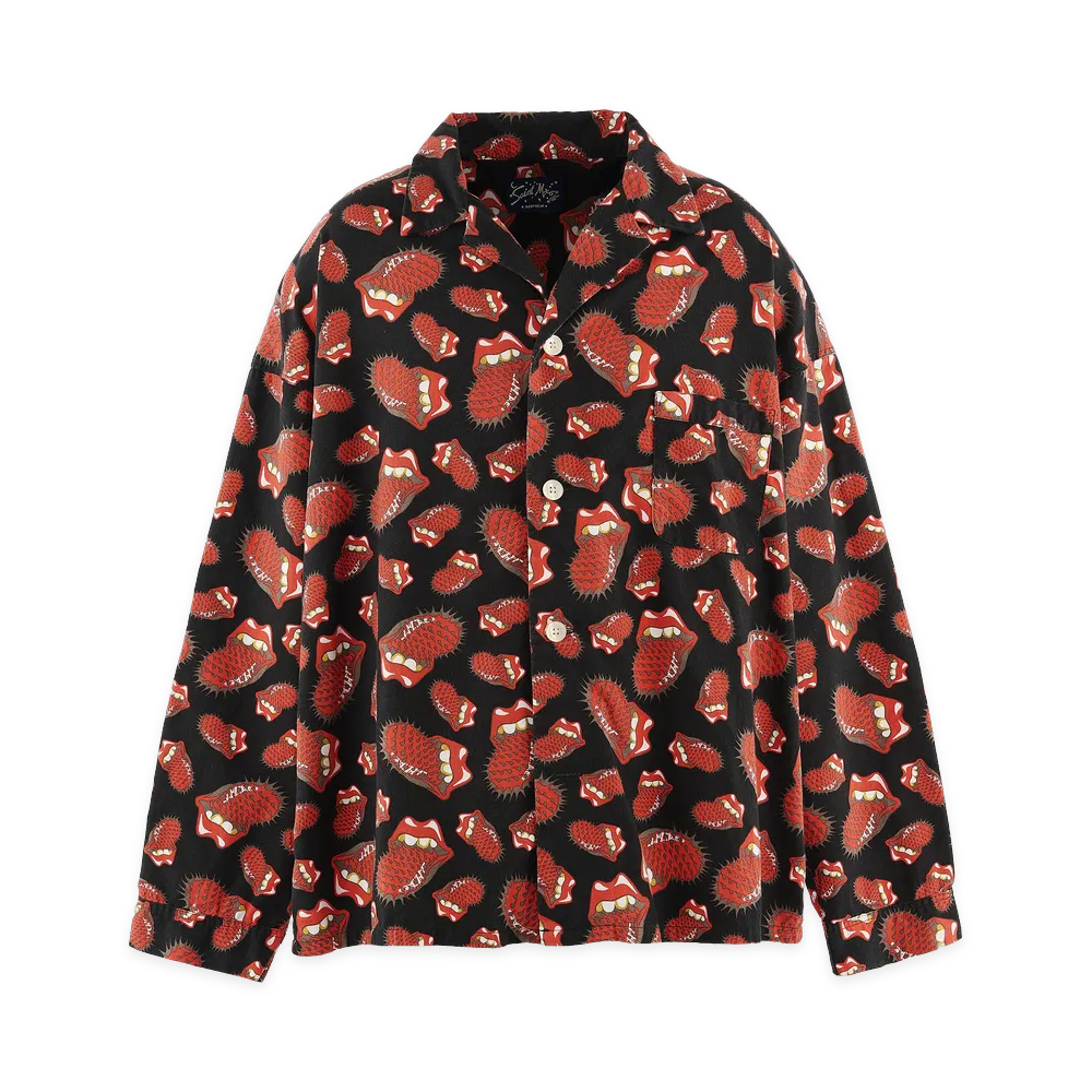 SAINT Mxxxxxx x The Rolling Stones TRS Pajama Shirt Lips&Tongue "Black"
