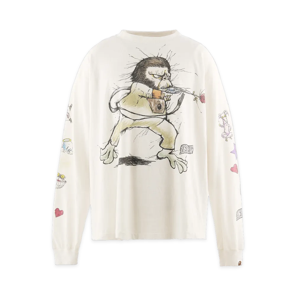 SAINT Mxxxxxx x A BATHING APE Bape LS T-Shirt Running "White"