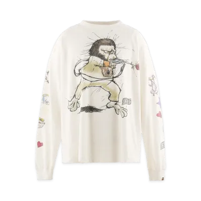 SAINT Mxxxxxx x A BATHING APE Bape LS T-Shirt Running "White"