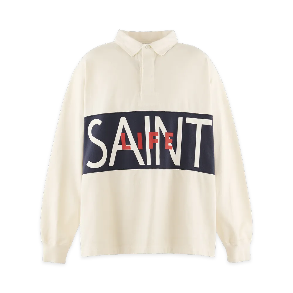 SAINT Mxxxxxx LS Polo Shirt Saint Life "White"