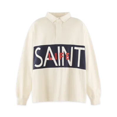 SAINT Mxxxxxx LS Polo Shirt Saint Life "White"