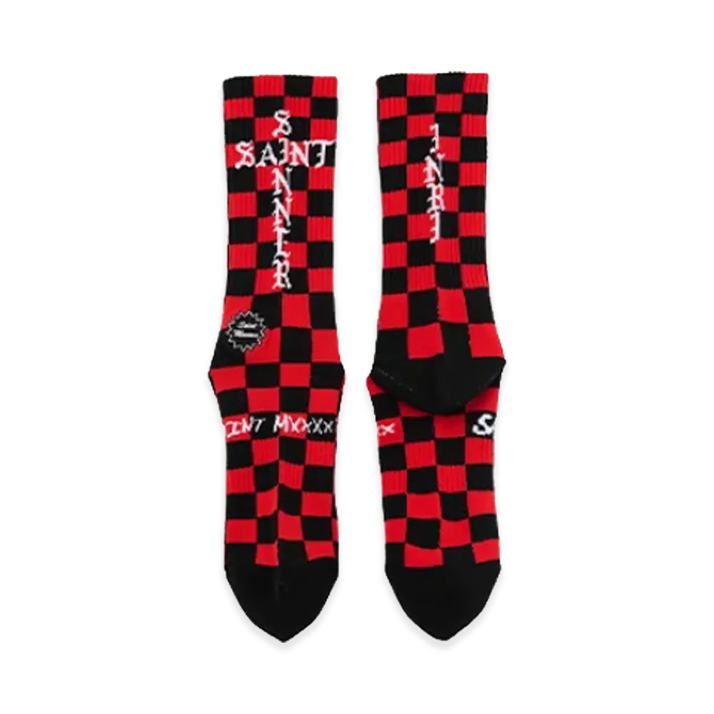 SAINT Mxxxxxx Socks / Check "Black/Red"