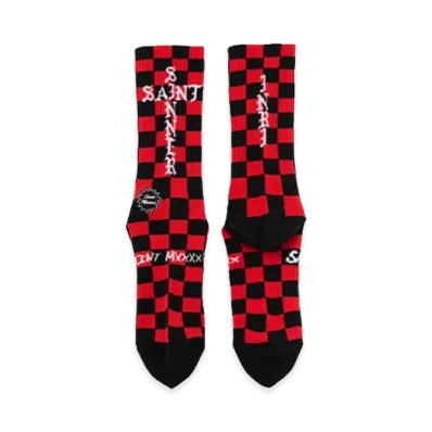 SAINT Mxxxxxx Socks / Check "Black/Red"